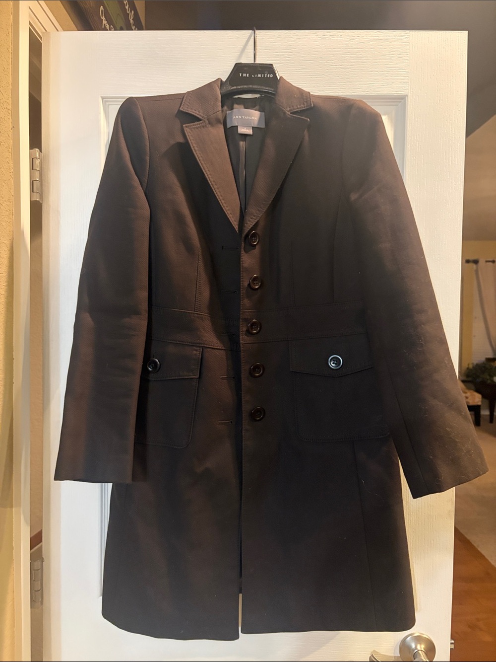 Ann Taylor Chocolate Brown Tailored Pea Coat